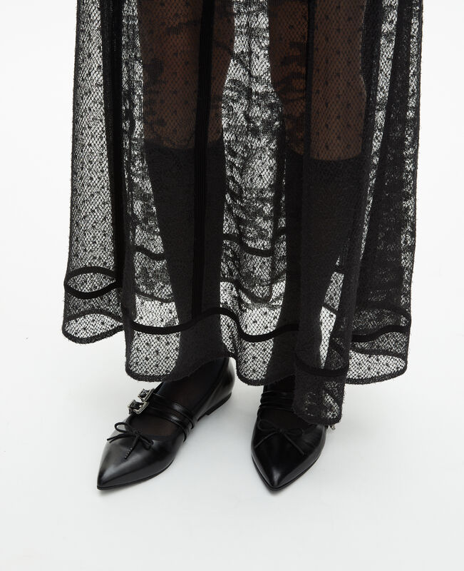 The Kooples FEMME BLACK robe longue en maille et dentelle noire