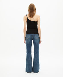 The Kooples FEMME BLACK débardeur asymétrique côtelé noir