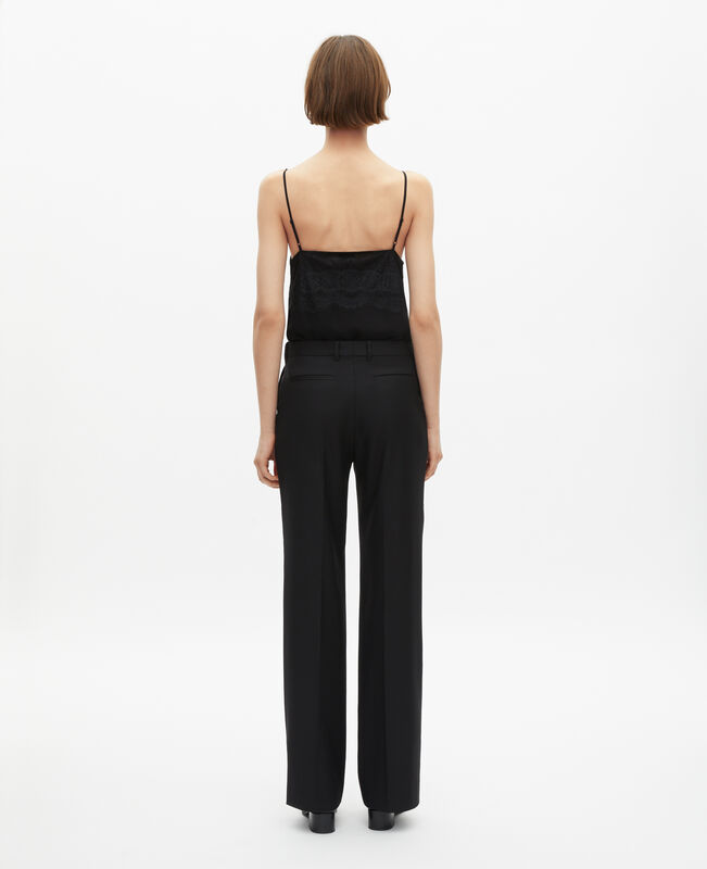 The Kooples FEMME BLACK pantalon tailleur en laine coupe droite noir 
