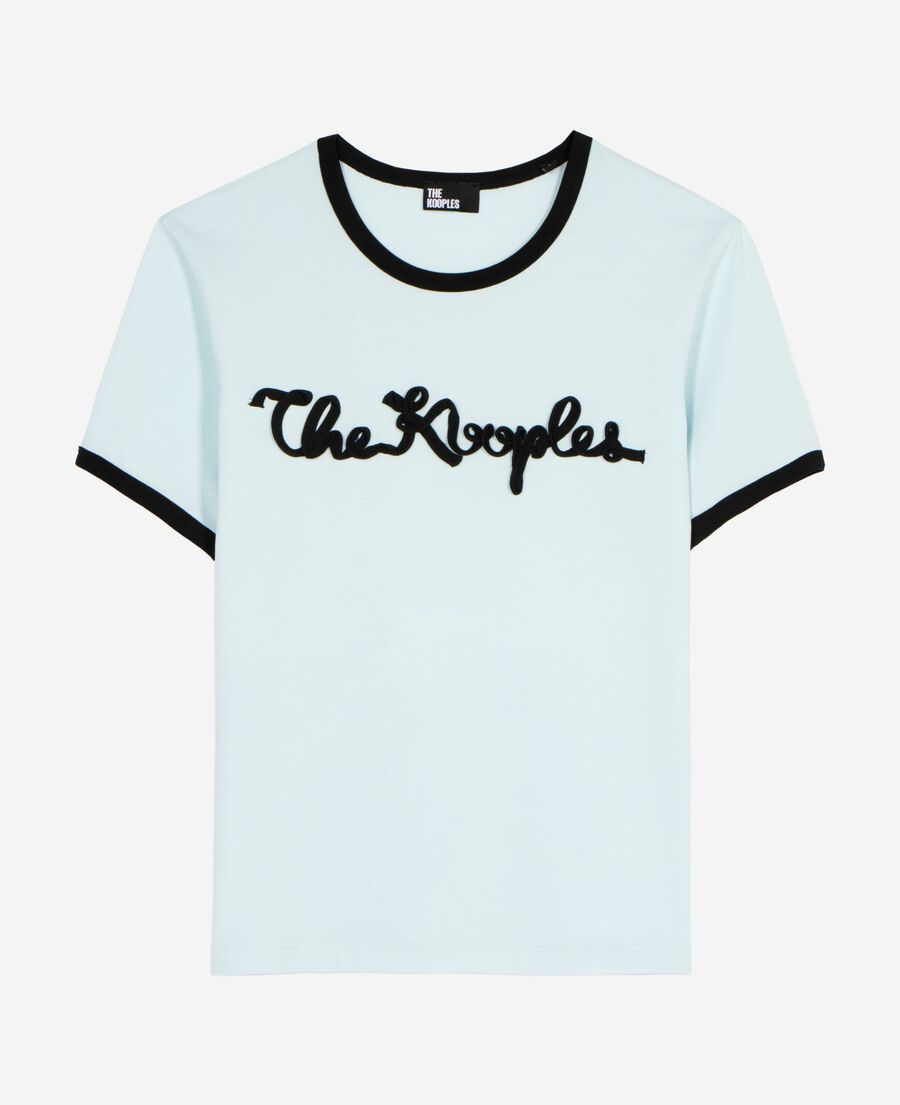 The Kooples WOMEN BABY BLUE light blue ribbon embroidery t-shirt