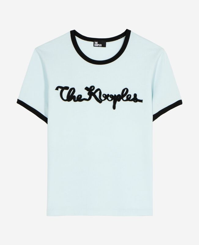 The Kooples FEMME BABY BLUE t-shirt broderie ruban bleu clair