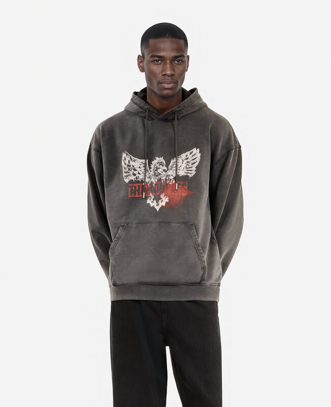 The Kooples HOMME BLACK sweatshirt à capuche et sérigraphie noir 