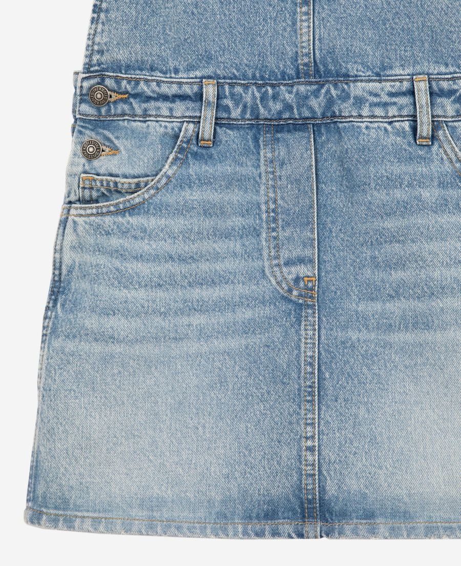 The Kooples FEMME BLUE BLEACHED / NAVY robe courte salopette denim