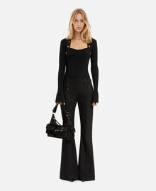 The Kooples FEMME BLACK pull en maille côtelée noir