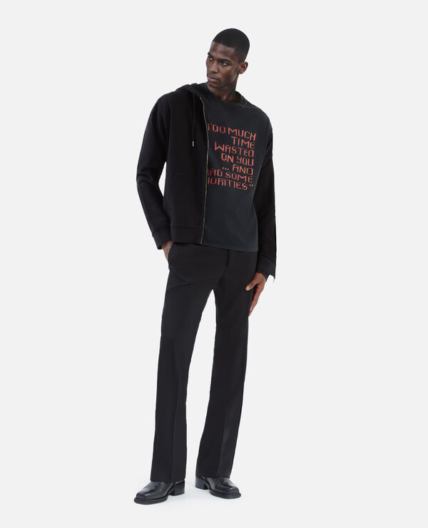 The Kooples HOMME BLACK WASHED t-shirt avec sérigraphie effet tricot noir