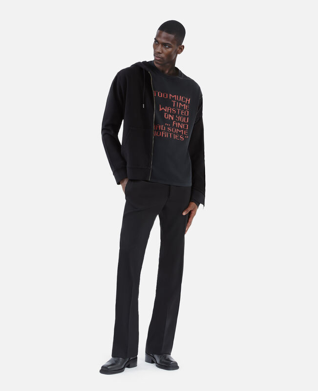 The Kooples HOMME BLACK WASHED t-shirt avec sérigraphie effet tricot noir
