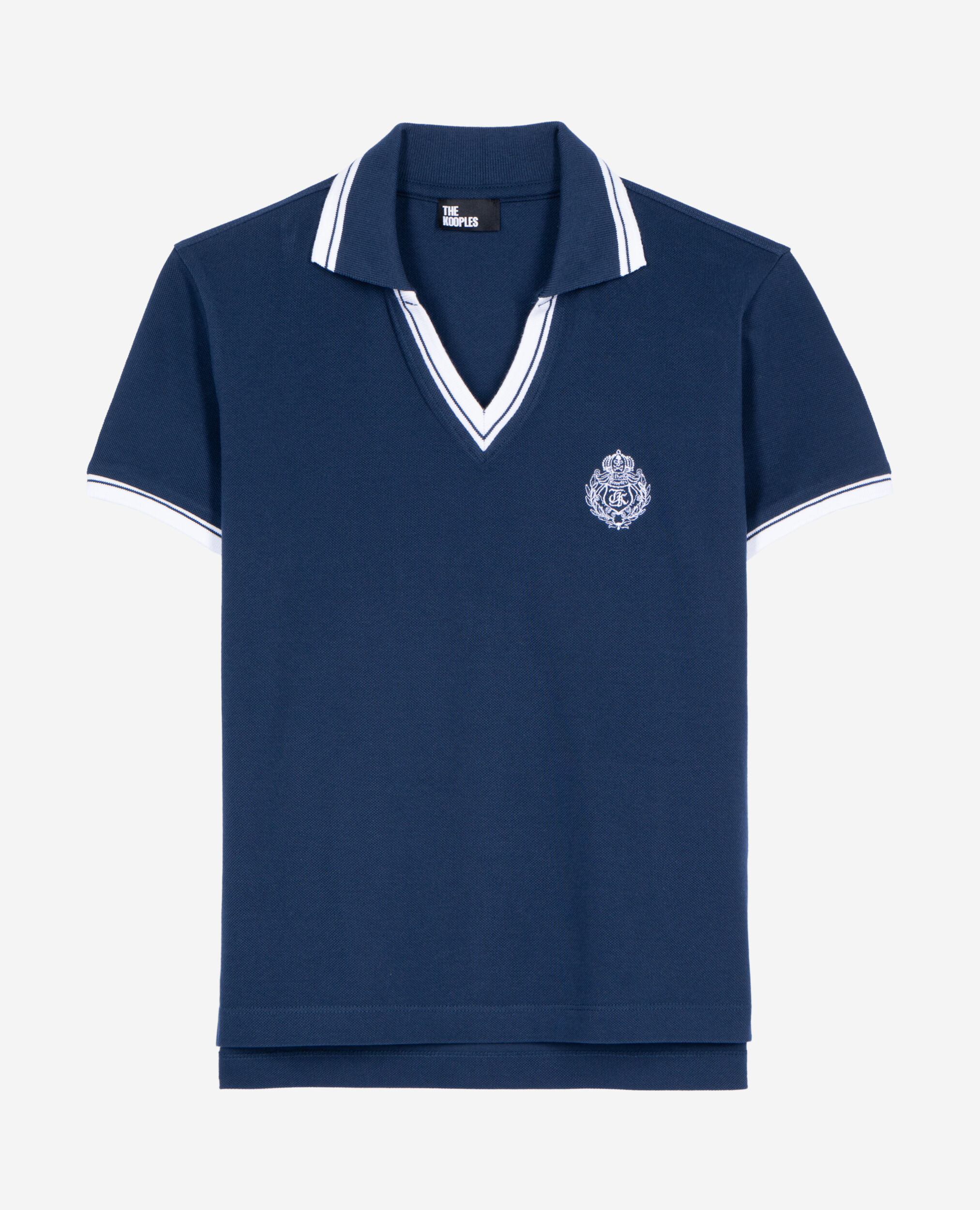 Polo col V bleu, DARK NAVY, hi-res image number null