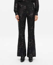 The Kooples FEMME BLACK pantalon flare à sequins noir