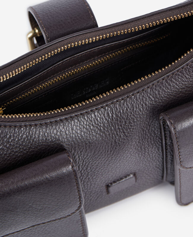 The Kooples FEMME BROWN sac amelia en cuir grainé marron