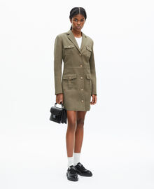 The Kooples FEMME KAKI robe courte style officier en lin kaki