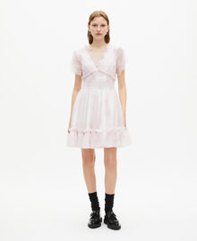 The Kooples FEMME WHITE - PINK robe courte en tulle imprimé rose pâle