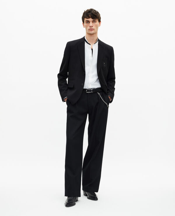 The Kooples HOMME BLACK veste droite en laine piquée noire