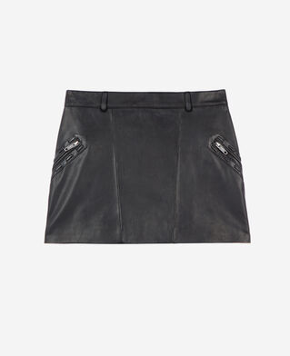 The Kooples MUJER BLACK STONE falda corta de cuero negra