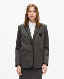 The Kooples FEMME DARK GREY veste à rayures en laine mélangée grise