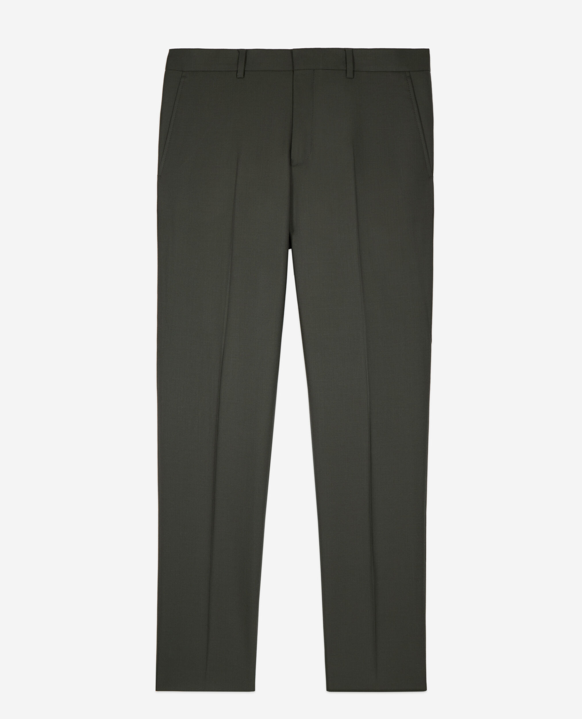 Pantalon de costume en laine kaki coupe ajustée, KAKI, hi-res image number null