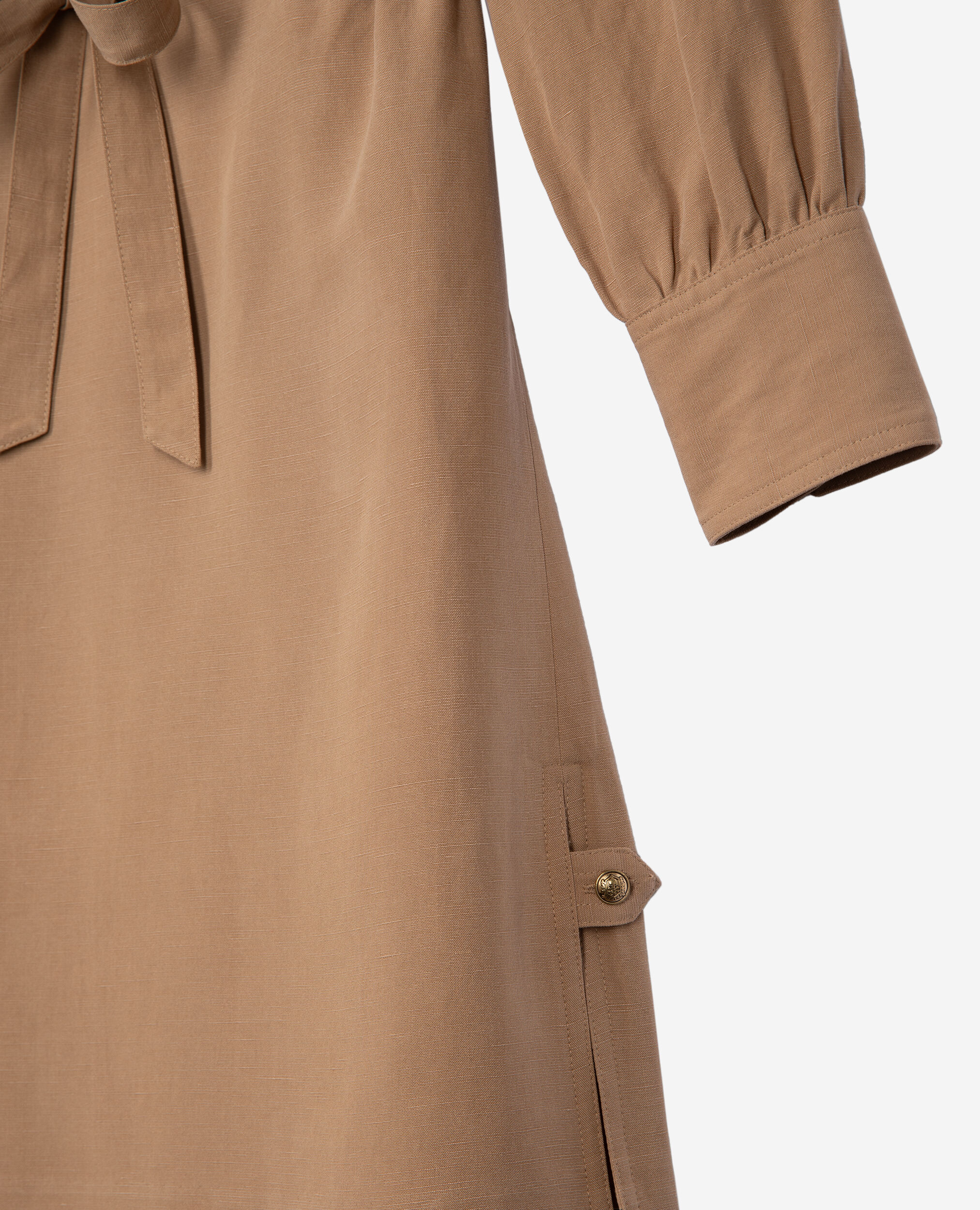 Robe courte en lin beige, BROWN, hi-res image number null
