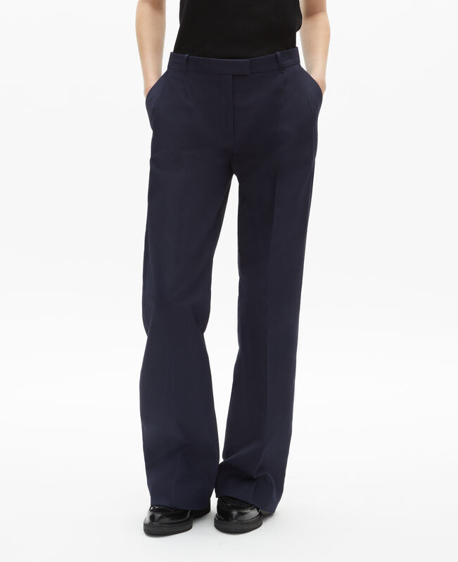 The Kooples FEMME NAVY pantalon droit en coton et lin marine