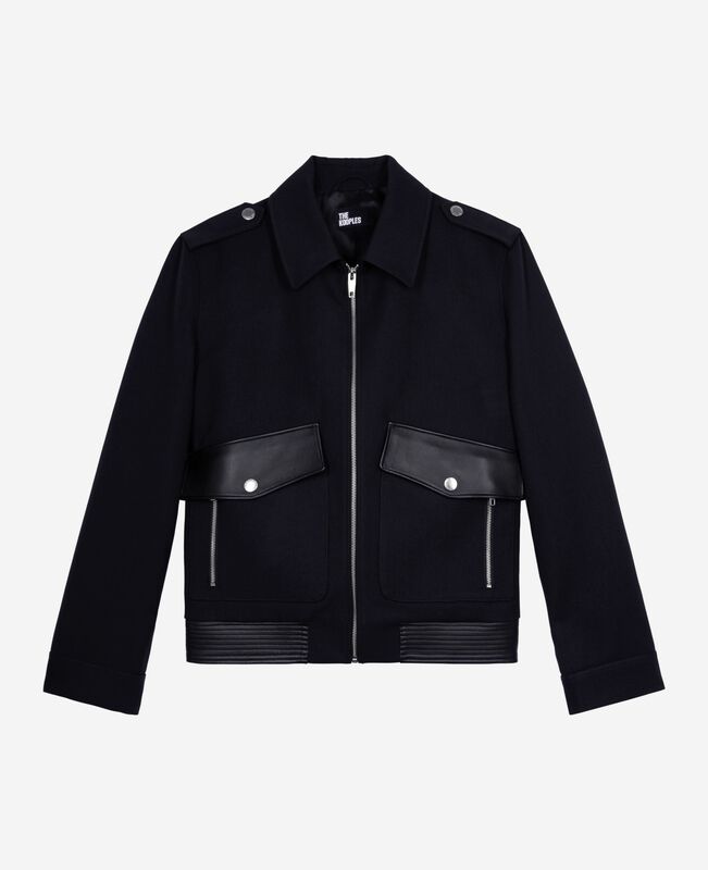 The Kooples HOMME NAVY blouson en laine bleu marine