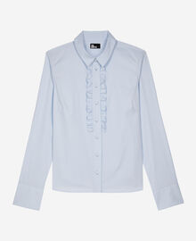 The Kooples FEMME LIGHT BLUE chemise en popeline avec volants bleue