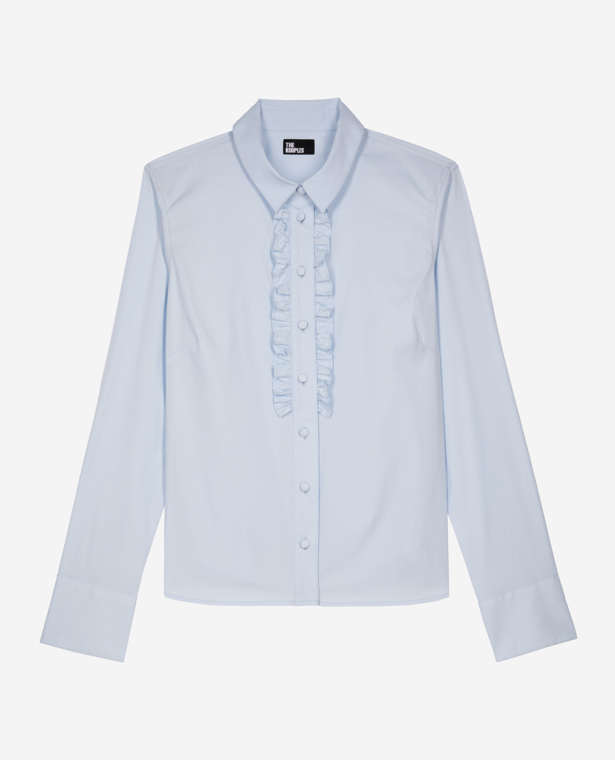 Chemise en popeline avec volants bleue, LIGHT BLUE, hi-res image number null