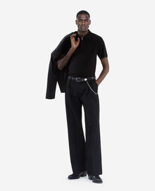 The Kooples HOMME BLACK polo en maille col zippé noir