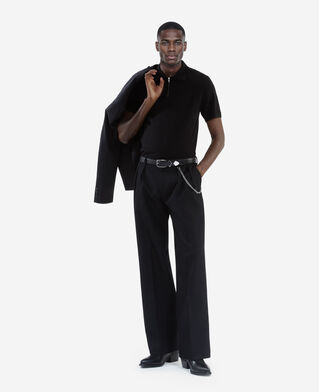 The Kooples HOMME BLACK polo en maille col zippé noir