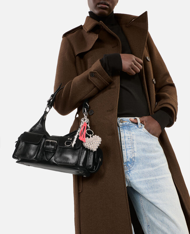 The Kooples FEMME BLACK sac amelia en cuir craquelé noir