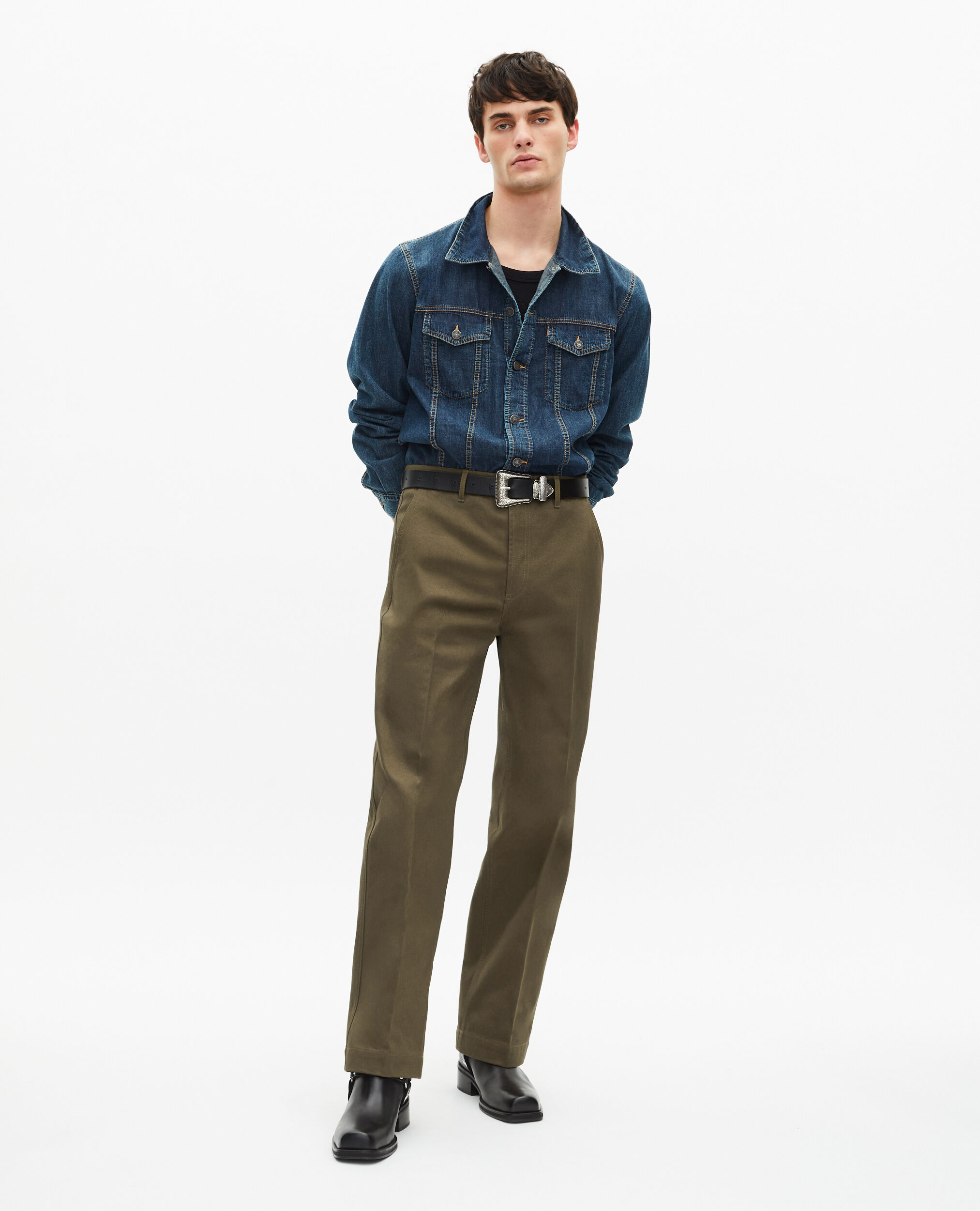 Pantalon droit kaki, KAKI, hi-res image number null