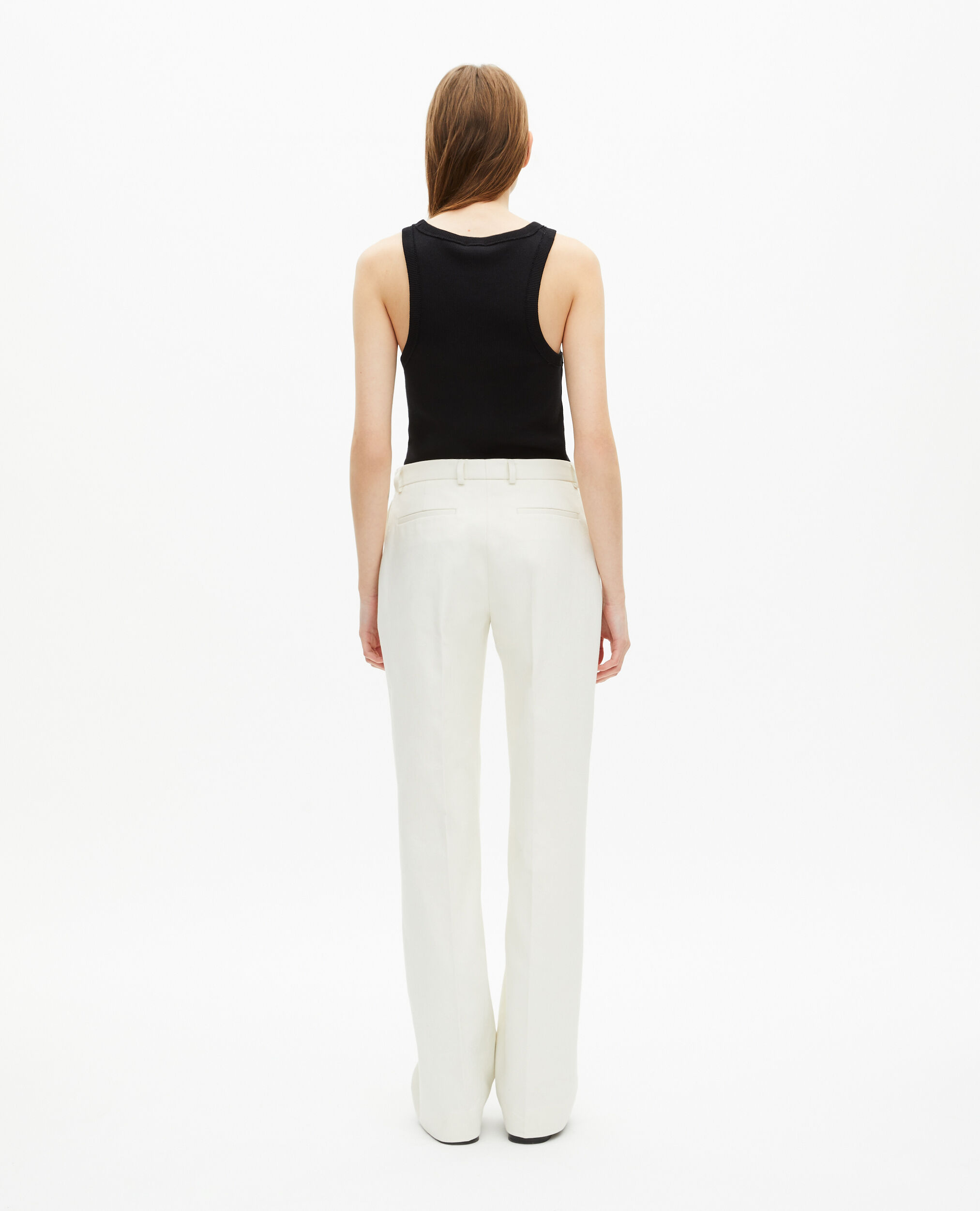 Pantalon costume large en coton ecru, WHITE, hi-res image number null