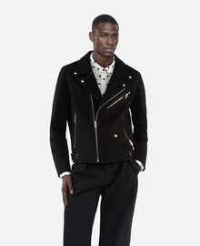 The Kooples HOMME BLACK blouson biker en nubuck noir