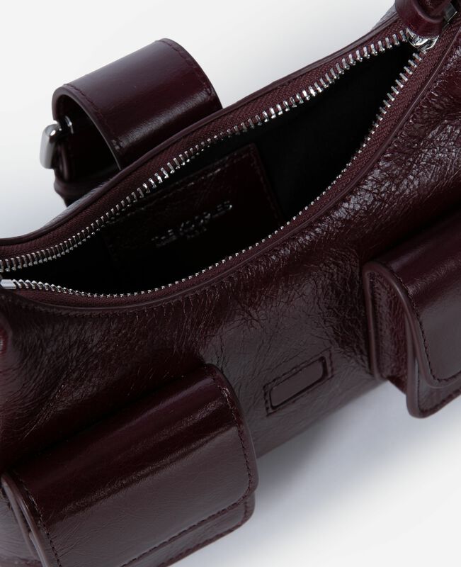 The Kooples FEMME BORDEAUX sac amelia small en cuir craquelé bordeaux