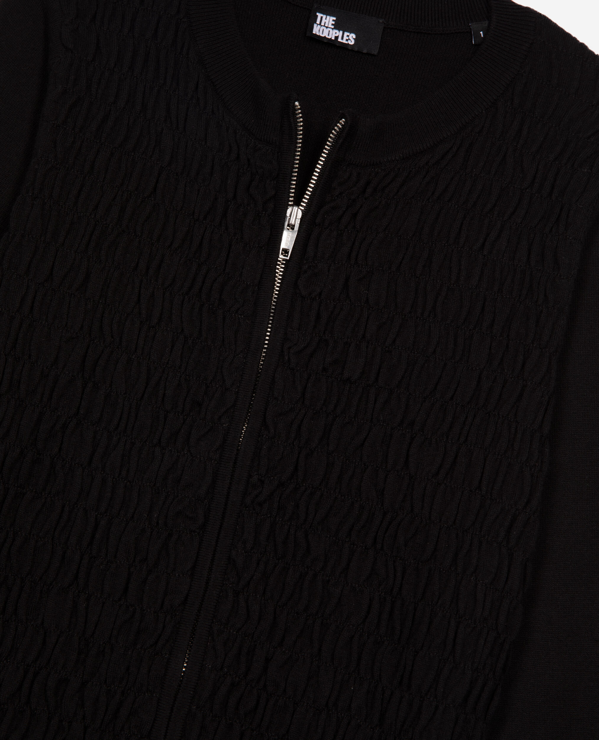 Cardigan en coton zippé noir, BLACK, hi-res image number null