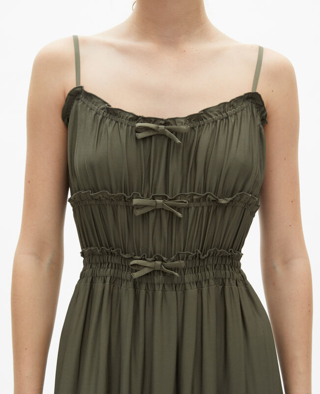 The Kooples FEMME KAKI STONE robe longue avec nœuds kaki