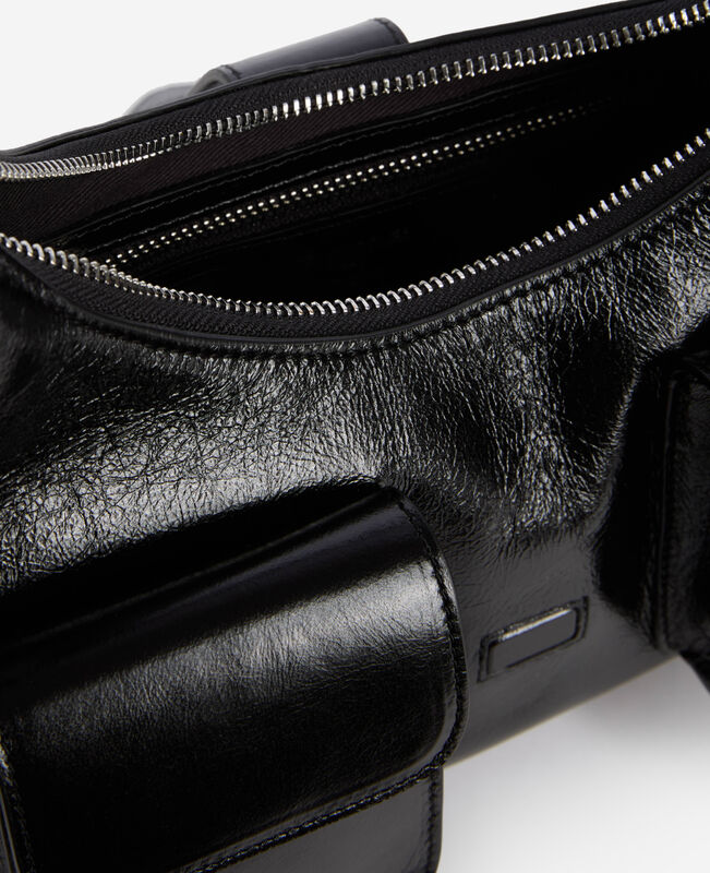 The Kooples FEMME BLACK sac amelia en cuir craquelé noir