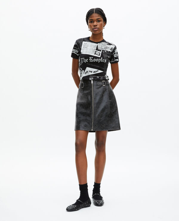 The Kooples FEMME BLACK WASHED t-shirt avec sérigraphie noir et blanc