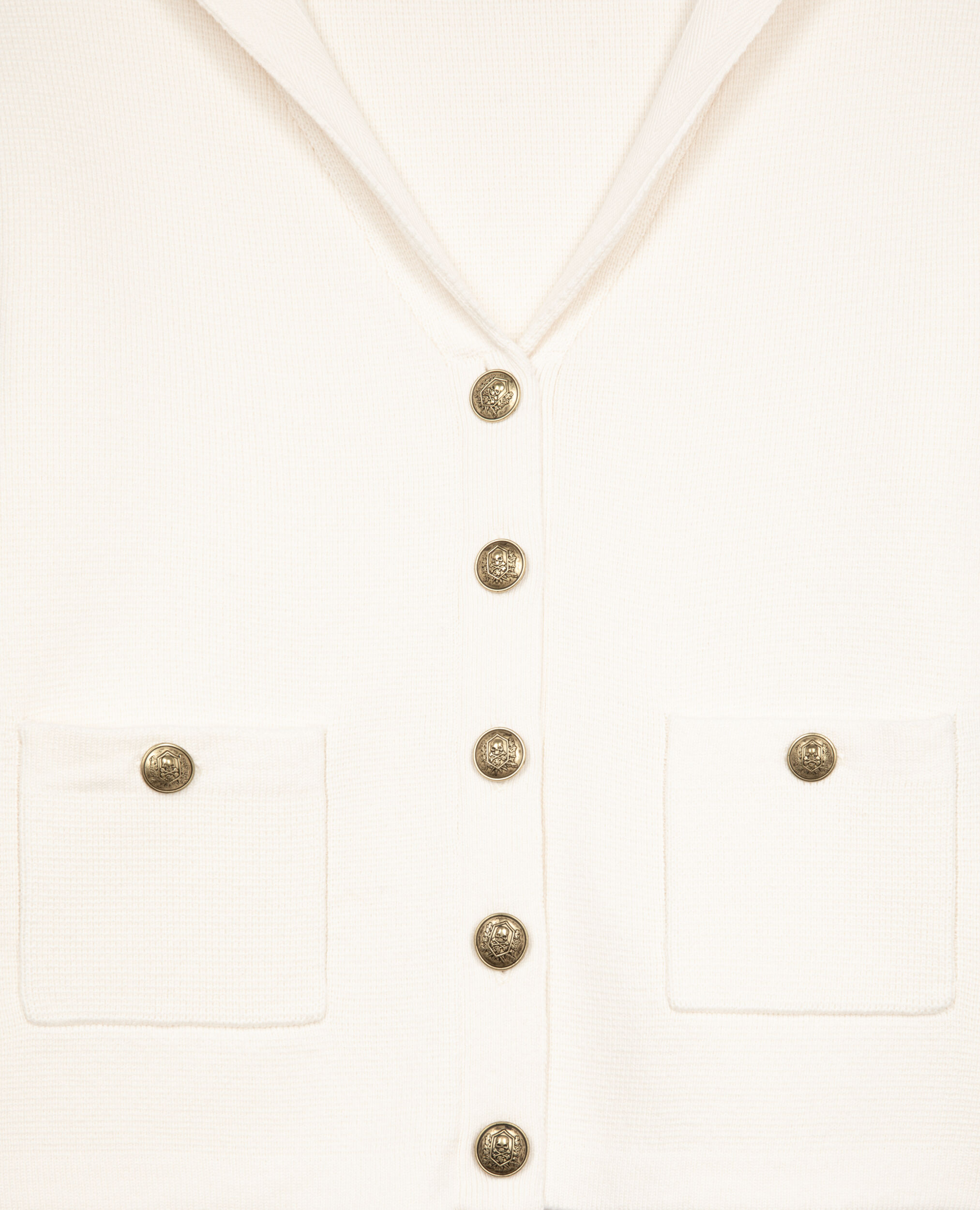 Cardigan en coton et laine ecru, ECRU, hi-res image number null