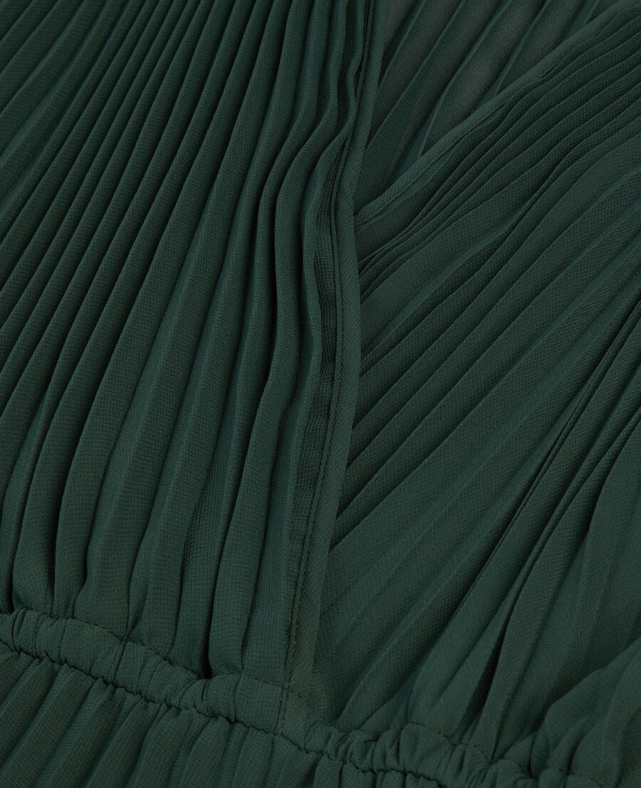 The Kooples WOMEN WOOD KAKI green pleated long dress