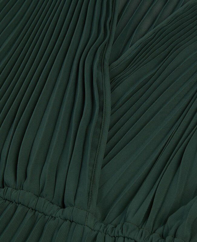 The Kooples FEMME WOOD KAKI robe longue plissée verte