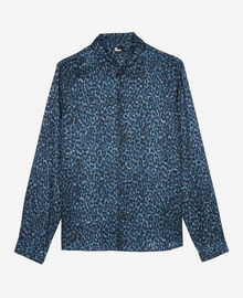 The Kooples HOMME BLUE chemise en soie mélangée imprimé léopard 