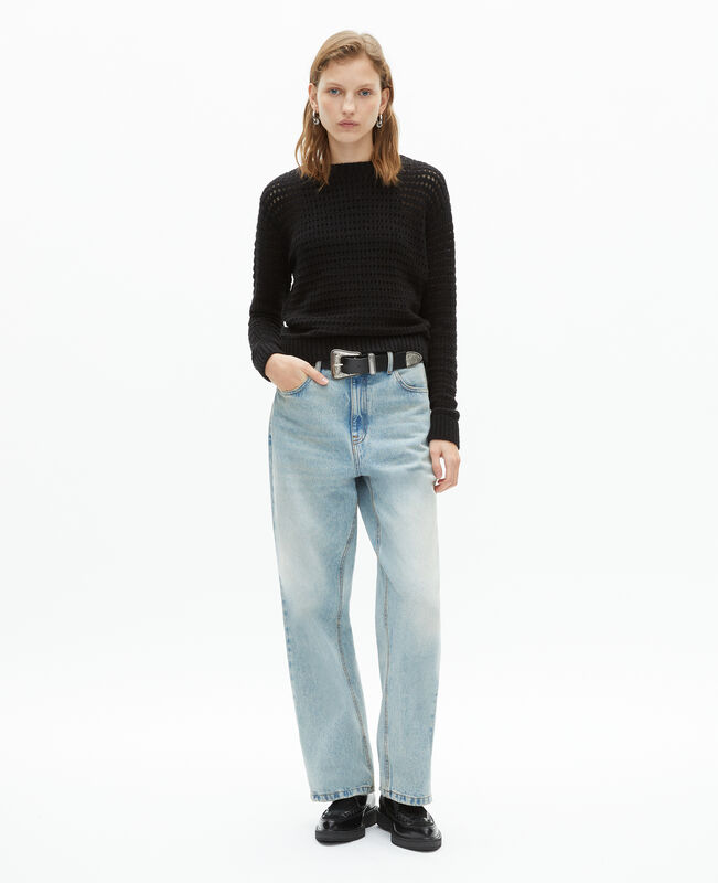 The Kooples FEMME BLACK pull ajouré mélangé noir