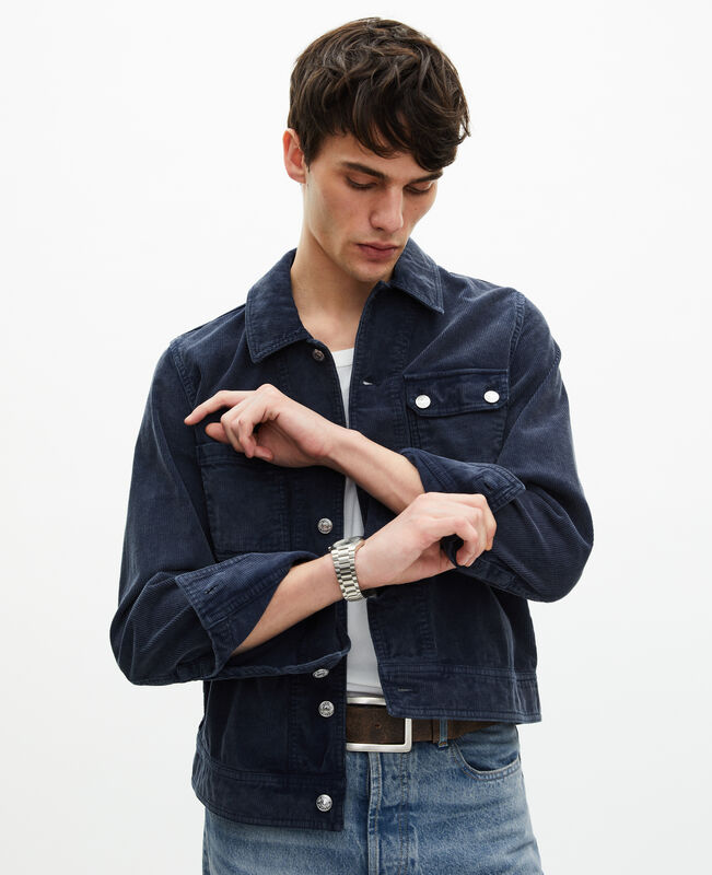 The Kooples HOMME DARK NAVY veste en coton bleu marine