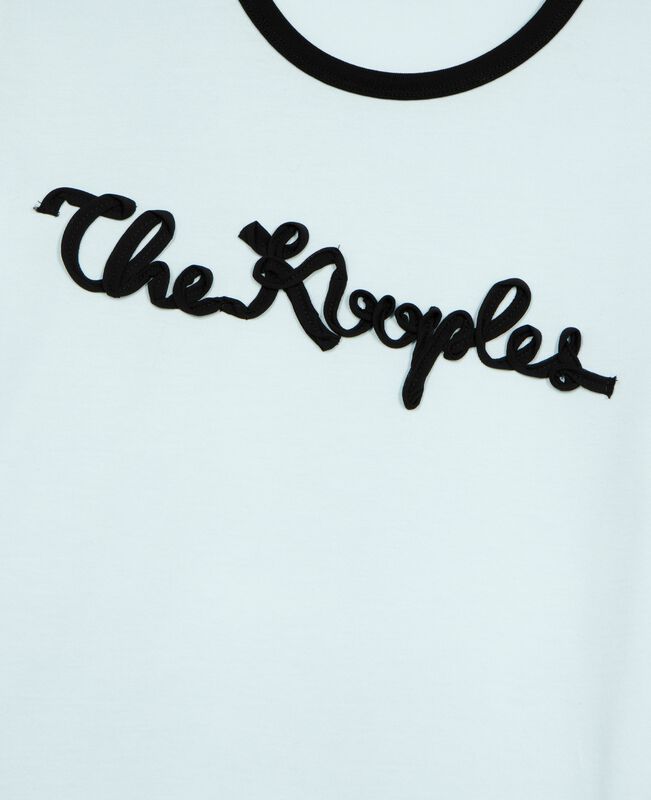 The Kooples FEMME BABY BLUE t-shirt broderie ruban bleu clair