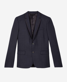 The Kooples HOMME NAVY veste de costume en laine pied de poule bleue