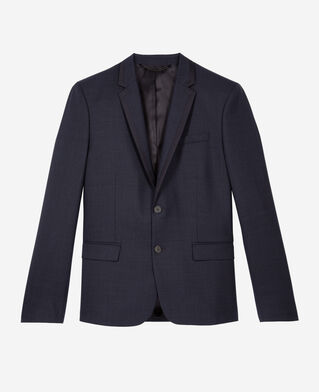 The Kooples HOMME NAVY veste de costume en laine pied de poule bleue