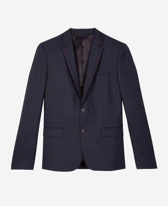The Kooples HOMME NAVY veste de costume en laine pied de poule bleue