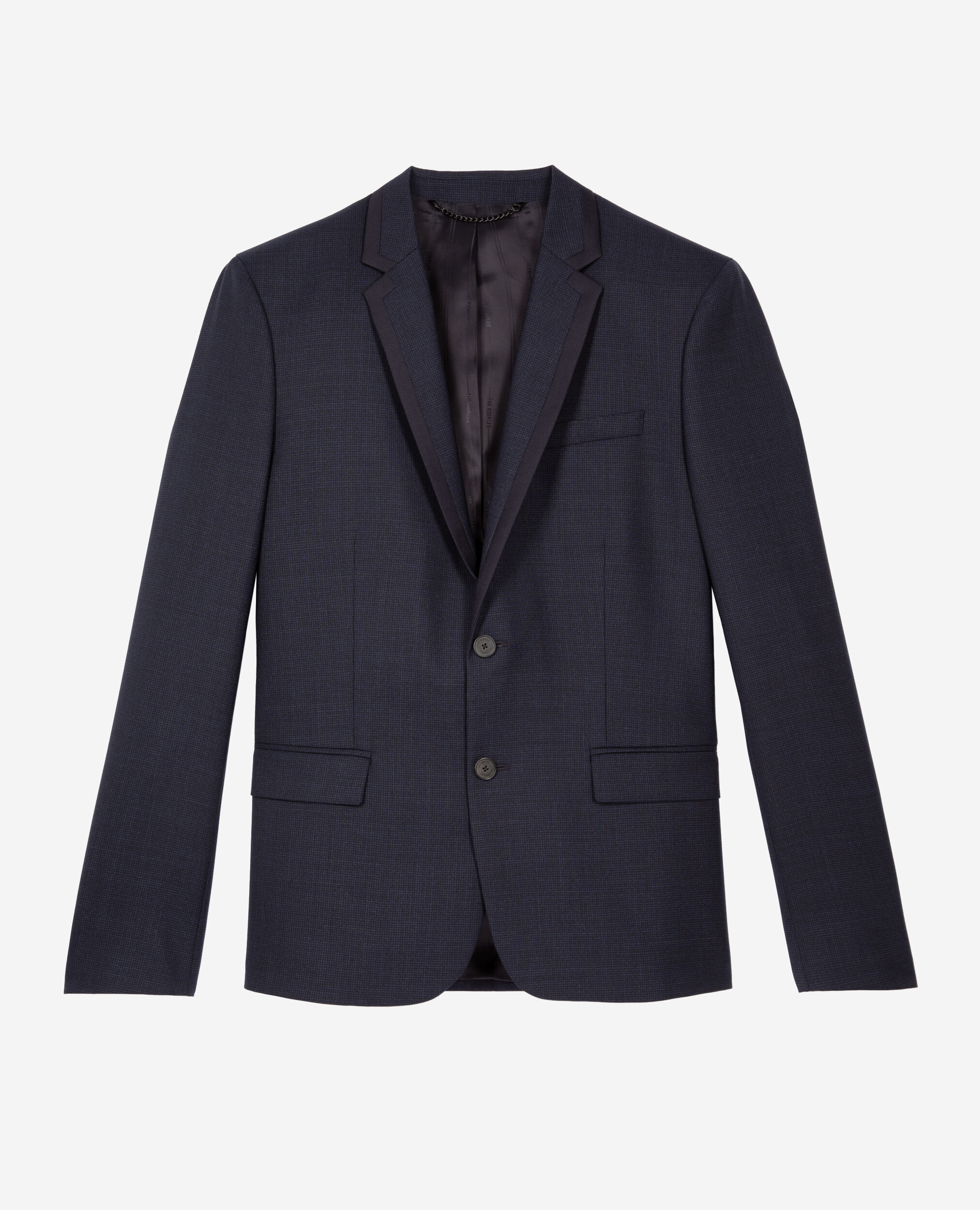 Veste de costume en laine pied de poule bleue, NAVY, hi-res image number null