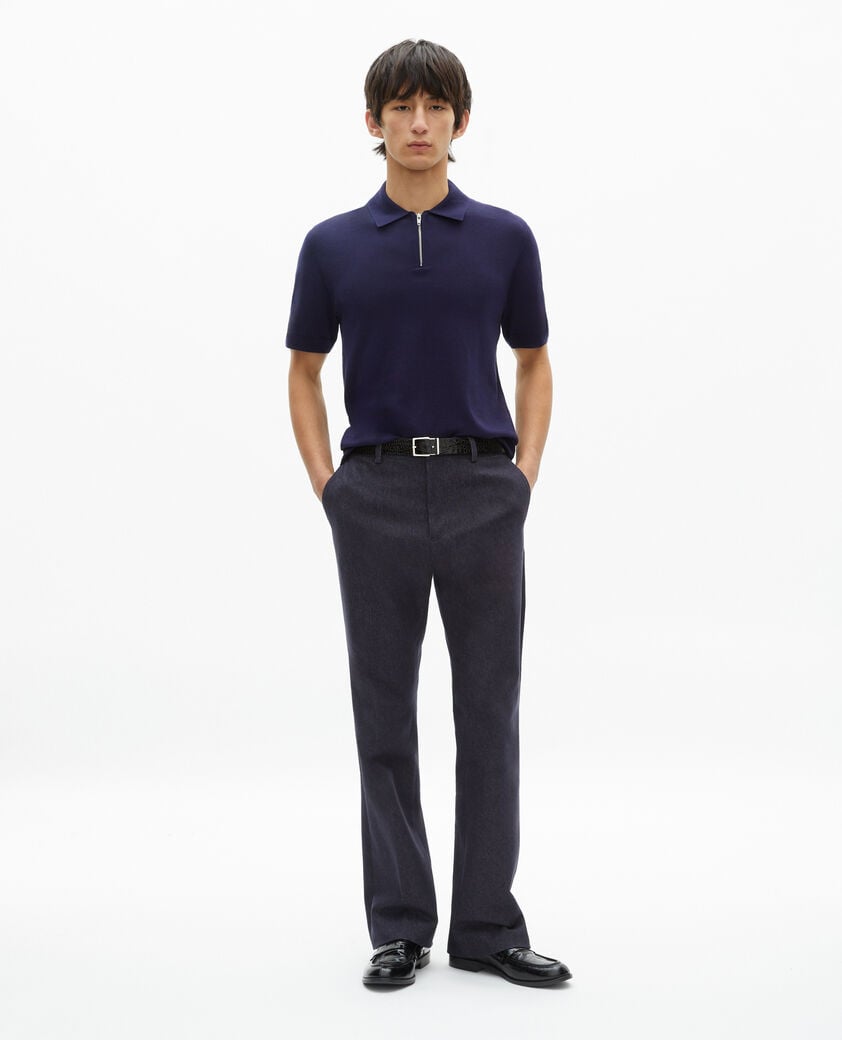 The Kooples HOMME NAVY polo en maille col zippé marine