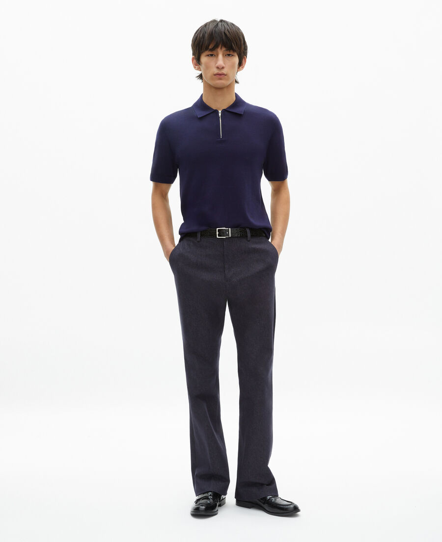 The Kooples HOMME NAVY polo en maille col zippé marine