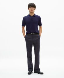 The Kooples HOMME NAVY polo en maille col zippé marine