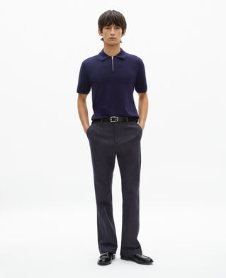 The Kooples HOMME NAVY polo en maille col zippé marine